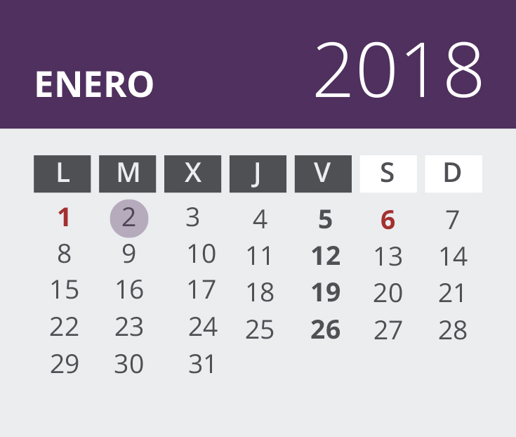 Calendario del Territorio Álava. Enero